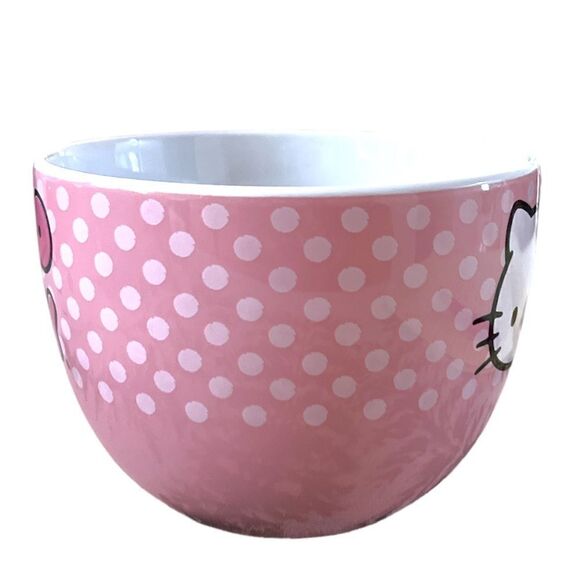 NEW!! Sanrio Hello Kitty Pink Polka Dots Soup Mug - Picture 4 of 6